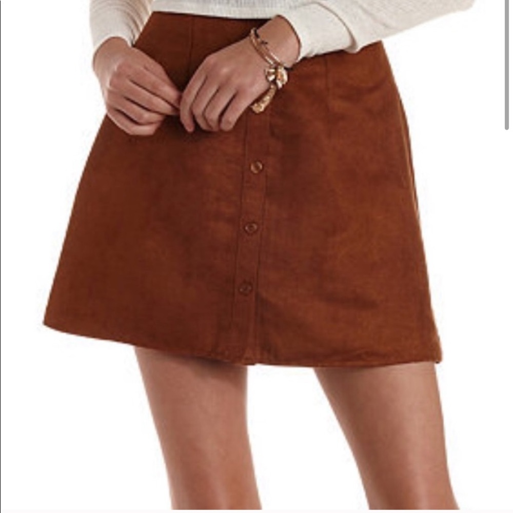 3/$30 Brown Suede Button Down Mini Skirt